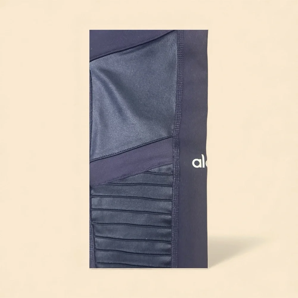 ALO Yoga Navy Blue High-Waist Moto Leggings - Picture 4 of 4